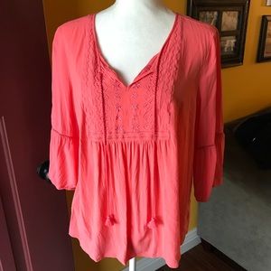 Tassel and embroidered blouse